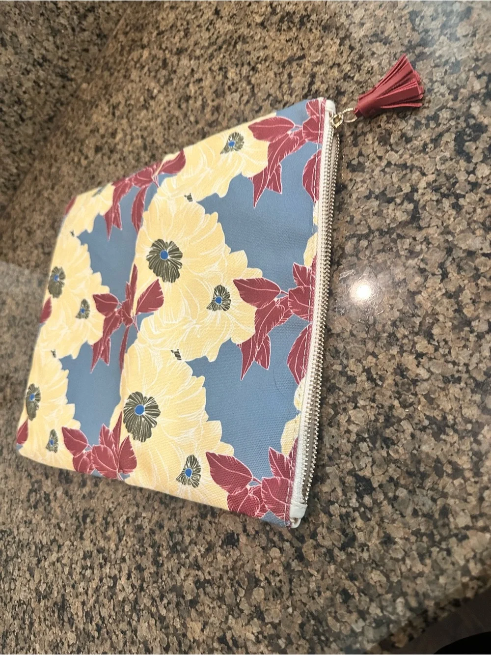 Rachel Pally Floral Print Fold-Over Clutch in Cream, Blue, and Burgundy